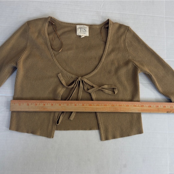 Twine And String Front Tie Nude Crop Blouse - Picture 3 of 5